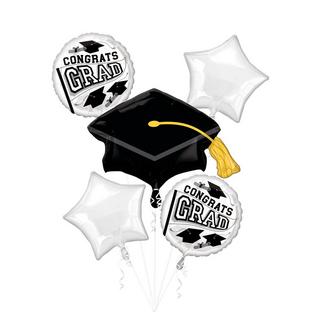 White Congrats Grad Foil Balloon Bouquet - True to Your School